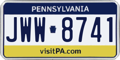 PA license plate JWW8741