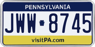PA license plate JWW8745