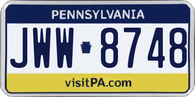 PA license plate JWW8748