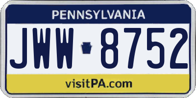 PA license plate JWW8752
