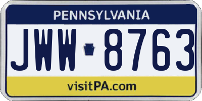 PA license plate JWW8763