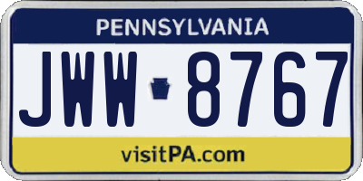 PA license plate JWW8767