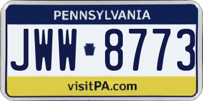 PA license plate JWW8773