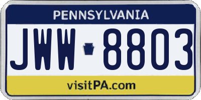 PA license plate JWW8803