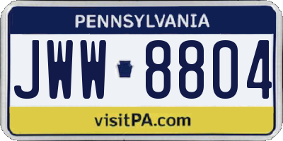 PA license plate JWW8804