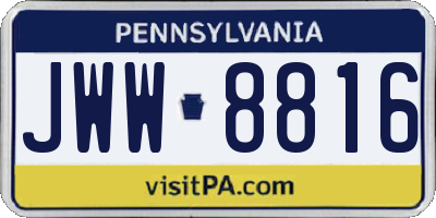 PA license plate JWW8816