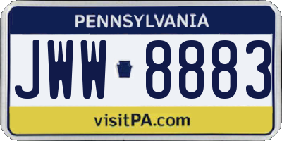 PA license plate JWW8883