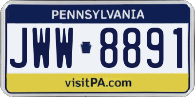 PA license plate JWW8891