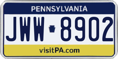 PA license plate JWW8902