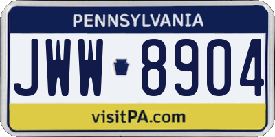 PA license plate JWW8904