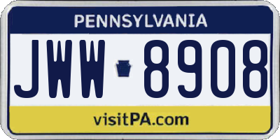 PA license plate JWW8908