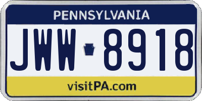 PA license plate JWW8918