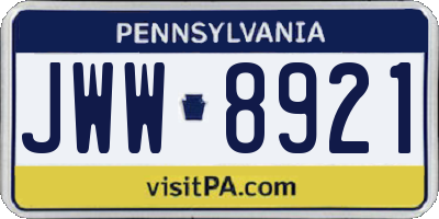 PA license plate JWW8921