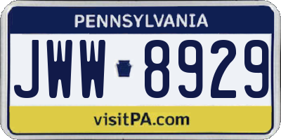 PA license plate JWW8929