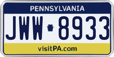 PA license plate JWW8933