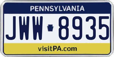 PA license plate JWW8935