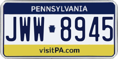PA license plate JWW8945