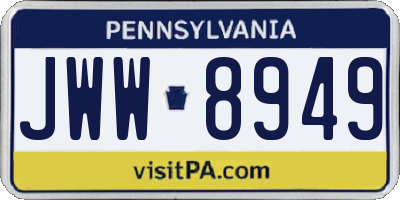PA license plate JWW8949
