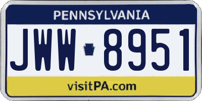 PA license plate JWW8951