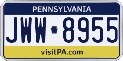 PA license plate JWW8955