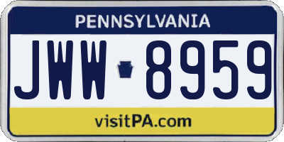 PA license plate JWW8959