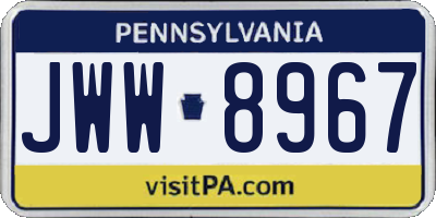 PA license plate JWW8967