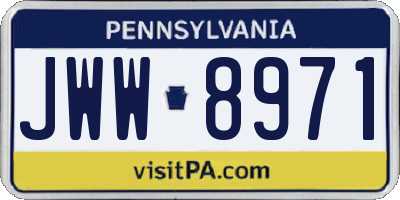 PA license plate JWW8971