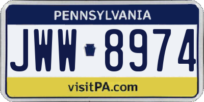 PA license plate JWW8974