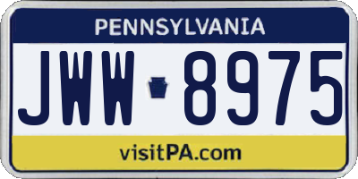 PA license plate JWW8975