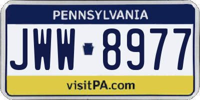 PA license plate JWW8977