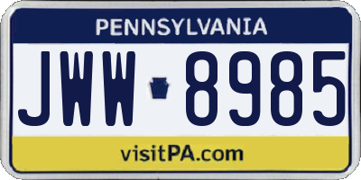 PA license plate JWW8985