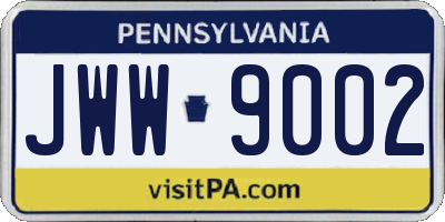 PA license plate JWW9002