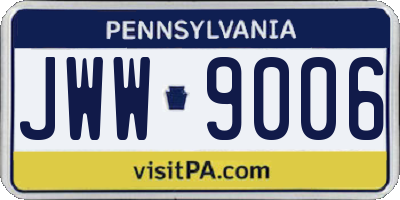 PA license plate JWW9006