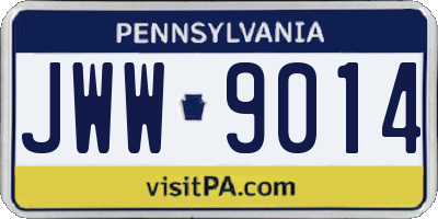 PA license plate JWW9014