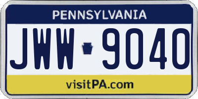 PA license plate JWW9040