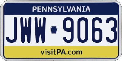 PA license plate JWW9063