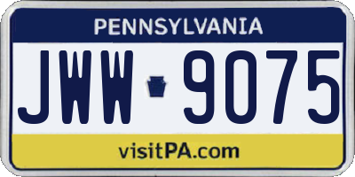 PA license plate JWW9075