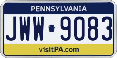 PA license plate JWW9083