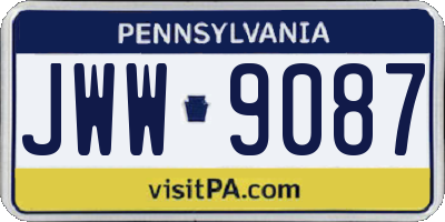 PA license plate JWW9087