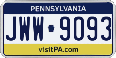 PA license plate JWW9093