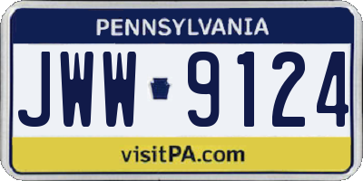 PA license plate JWW9124