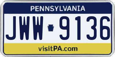 PA license plate JWW9136