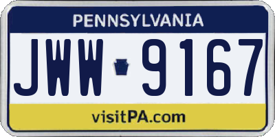 PA license plate JWW9167