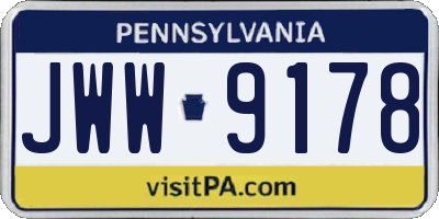 PA license plate JWW9178
