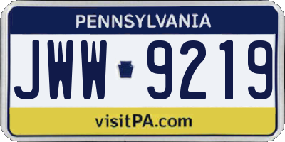 PA license plate JWW9219