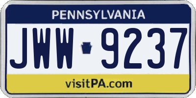 PA license plate JWW9237