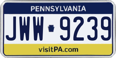 PA license plate JWW9239