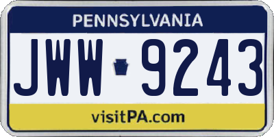 PA license plate JWW9243