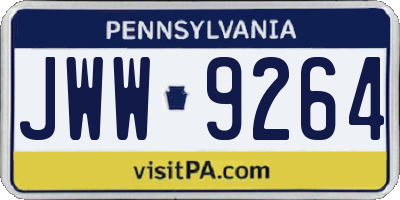 PA license plate JWW9264