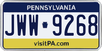 PA license plate JWW9268